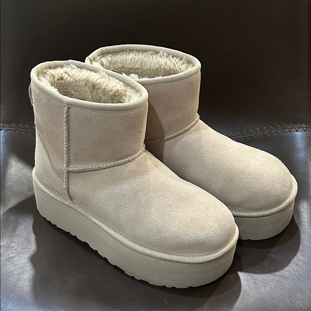 UGG Women's Cream Platform Winter Boots